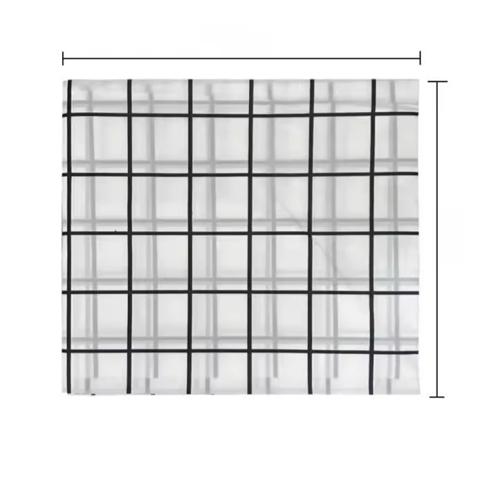Mantel De Plástico PEVA Impermeable Y Antiaceite 1pc En Colores Negro Y Blanco Con Patrón a Cuadros Para Fiestas Y Picnics Al Aire Libre - 1
