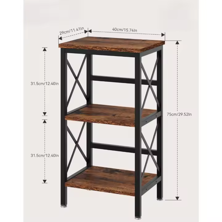Estantería de 3 Niveles Diseño Industrial Rústico 40×29×75CM Ideal para Sala, Dormitorio, Cocina, Oficina - 1