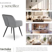 Silla Tapizada en Terciopelo, Sillas de Comedor Ergonómicas y Versátiles, Gran Estabilidad y Capacidad de Carga, Sillas Cocina Elegante - 1 Silla Gris/Negro - details 7