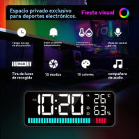 Reloj Electrónico LED recoger luz RGB ritmo luz multifunción Reloj Despertador Doble Carga Control de Sonido - details 1