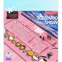 Real teclado mecánico eje verde niñas Netflix chica corazón polvo azul teclas redondas gaming punk - details 9