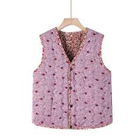 Chaquetas florales, chaqueta ultraligera sin mangas de otoño, base de algodón cálida para invierno, chaqueta con botones para mujer - details 5