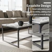 Mesa de centro de mármol para café: Mesa auxiliar de café con marco de metal estilo nórdico moderno para sofá de salón 100x60x43cm (gris) - details 14
