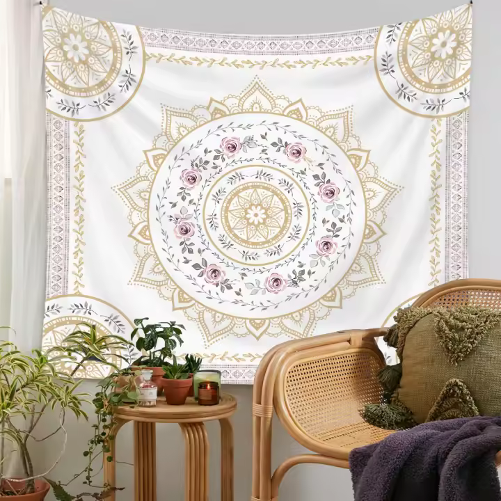 Tapices Transfronterizos Amazonia Fondo europeo y americano tela ins viento tapiz bohemio tela decorativa para colgar tapiz de mandala - 1