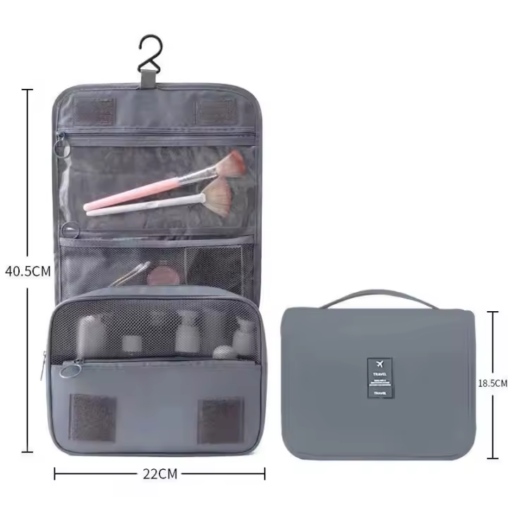 Bolsa de aseo colgante de viaje para mujer, bolsa de belleza de cosméticos de baño, portátil, a prueba de agua, organizador de accesorios, bolsa plegable - 1