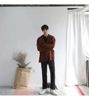 Cardigan de Punto para Hombres Cuello en V, Un solo Pecho, Color Sólido, Estilo Otoñal - details 1