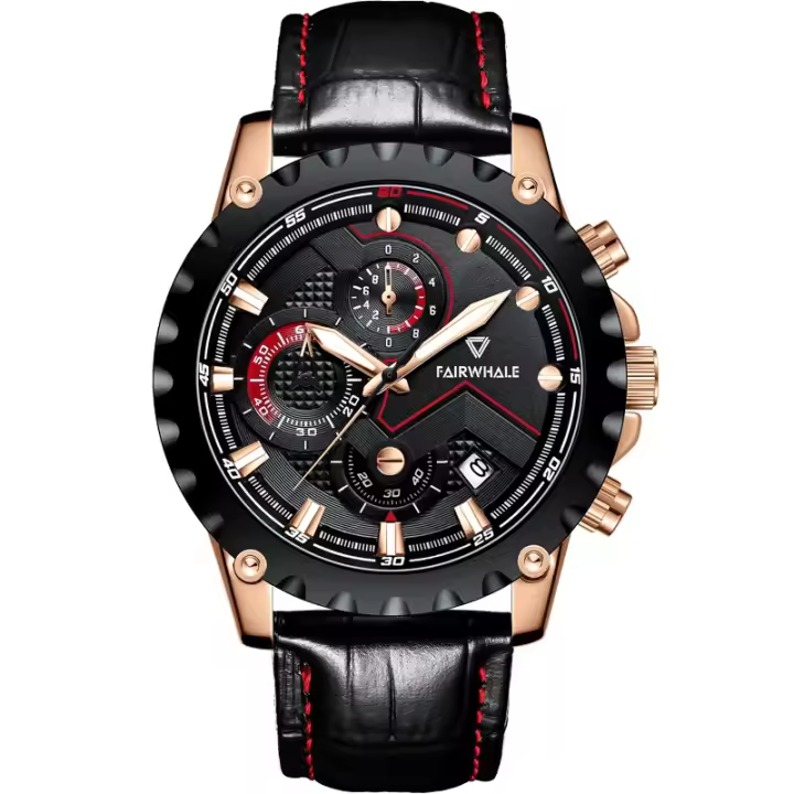Reloj Chronógrafo para Hombres Diseño Analógico de Lujo, Pulsera de Acero Inoxidable, Resistente al Agua, Pantalla Luminosiva, Estilo de Negocios Casual - 1