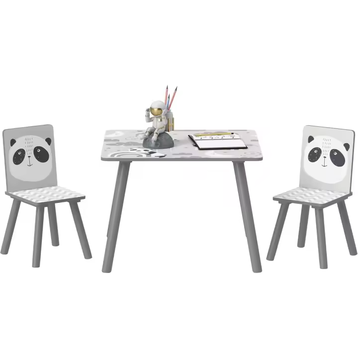 Mesa infantil de 3 piezas con 2 sillas, juego de muebles para actividades para niños de 3 a 8 años para dormitorio, sala de juegos, verde y blanco - 1