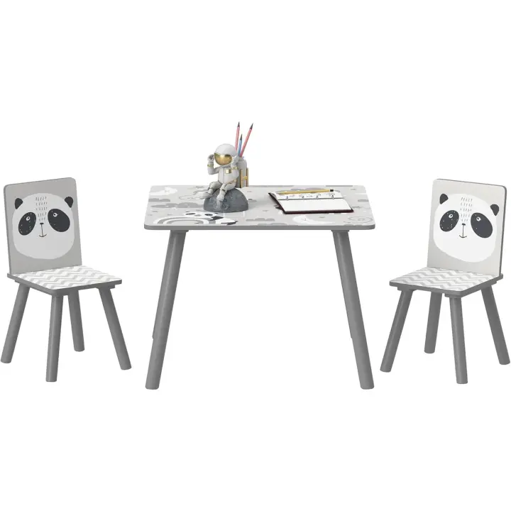 Mesa infantil de 3 piezas con 2 sillas, juego de muebles para actividades para niños de 3 a 8 años para dormitorio, sala de juegos, verde y blanco - 1