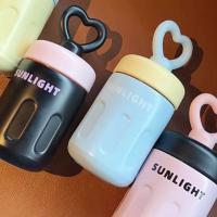 Bonita taza termo de 500ml de acero inoxidable para mantener el calor, taza con pajita con mango de amor y hielo, taza de café sellada con pajita para el hogar - details 1