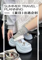 Nuevos zuecos de moda con bloques de color, cintura pequeña, para mujer, con suela gruesa, que aumentan la altura y antideslizantes. - details 0