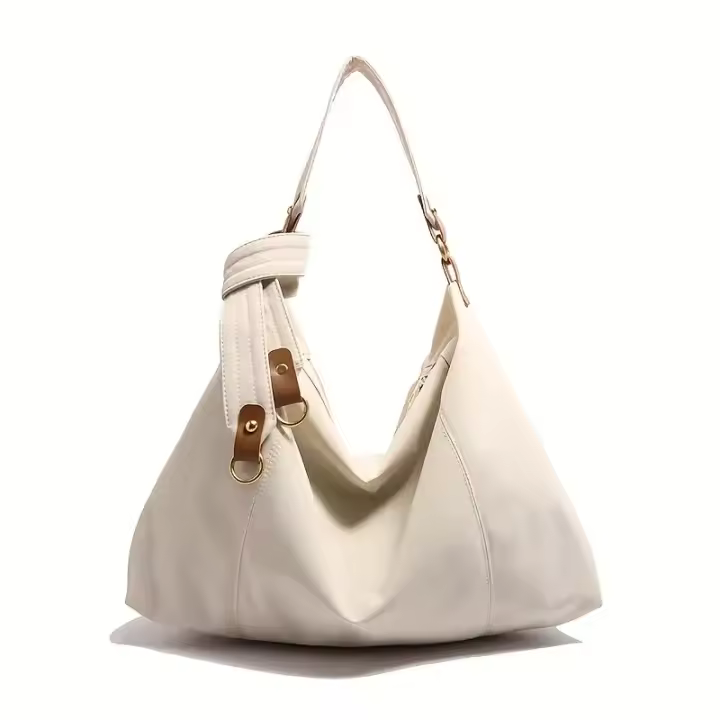 Bolso Cruzado de Nylon Ligero Versátil Accesorio de Moda con Cierre de Cremallera y Detalle de Ganchos Ideal para Comutería, Compras, Actividades al Aire Libre Monedero Pequeño con Correa Desmontable Blanco/Negro - 1