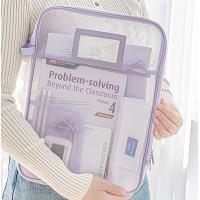 Bolsa de archivo de malla de nailon A4, bolsa transparente de Color sólido con cremallera, multifuncional, gran capacidad - details 8