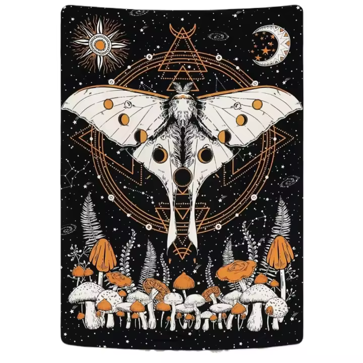 Tapiz de Seta del Sol, Luna y Estrellas Decoración de Habitación Independiente para Adolescentes - 1