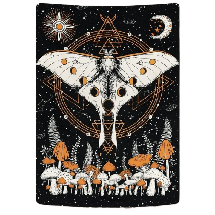 Tapiz de Seta del Sol, Luna y Estrellas Decoración de Habitación Independiente para Adolescentes - 1