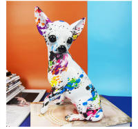 Creativo colorido Chihuahua graffiti resina artesanía cachorro hogar sala de estar adorno porche vino gabinete decoración - details 10