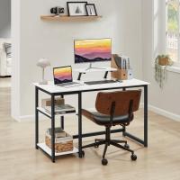 Computadora con Estantes Reversibles Almacenamiento Mesa Oficina para Ahorro Espacio y Mesa Estudio Pequeña para Montaje SencilloBlanco - details 4