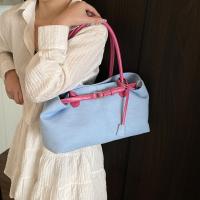 Bolso de hombro vaquero con cierre de cerrojo Simple, bolso elegante Vintage de gran capacidad para axila, bolso de mano informal de PU elegante para mujer - details 11