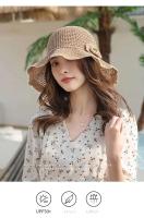 Negro Primavera Verano coreano playa paja wer ocio protección solar pescador sombrero de cubo para mujeres gorras de Panamá - details 1