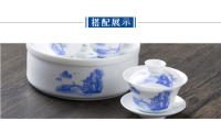 Juego de cuencos con cubierta de tres capacidades de porcelana blanca coloreada a mano, taza individual, prueba de gran tamaño, tetera de neumáticos finos para el hogar - details 4
