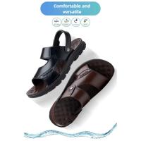 Sandalias de cuero suave de verano para hombre, sandalias antideslizantes informales con punta abierta para exteriores, sandalias deportivas cómodas para playa - details 8