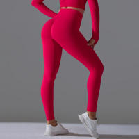 Hamidou-Pantalones deportivos de Yoga para mujer, mallas de cintura alta y caderas ajustadas, glúteos de melocotón, pantalones de Yoga desnudos de cintura alta - details 4