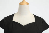 Vestido de fiesta de verano para mujer con cuello cuadrado sólido y cinturón - details 13
