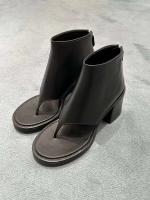 Tacones altos con corte grueso, bordados, cosidos, puntiagudos y con tobillo de vaquera, botas cortas en rojo marrón negro US5-11 - details 2