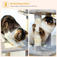 PAWZ Road Árbol para gatos 2 en 1 con poste rascador de Sisal, hamaca, condominio para gatos grande, casa tipo torre para gatos pequeños, tablero rascador para gatos de interior, juguetes para gatos - details 7