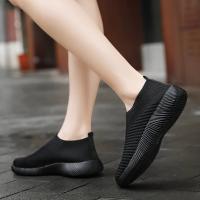 Zapatos de calcetines transpirables para mujer, zapatos deportivos suaves para caminar, zapatillas casuales de moda, negro - details 8
