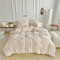 Juego de Ropa de Cama con Flores Torsas de Alta Calidad Duvet Cover Set Pleatado Artesanal Cubierta de Manta Doble para Colchón y Cama Reina - details 12