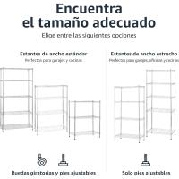Estantería Ajustable de 5 Baldos Altura Ajustable, Patas Niveladoras, Máximo Peso 453 kg, Acero Cromado, 34 cm x 58.9 cm x 152.5 cm (D x W x H) - details 6