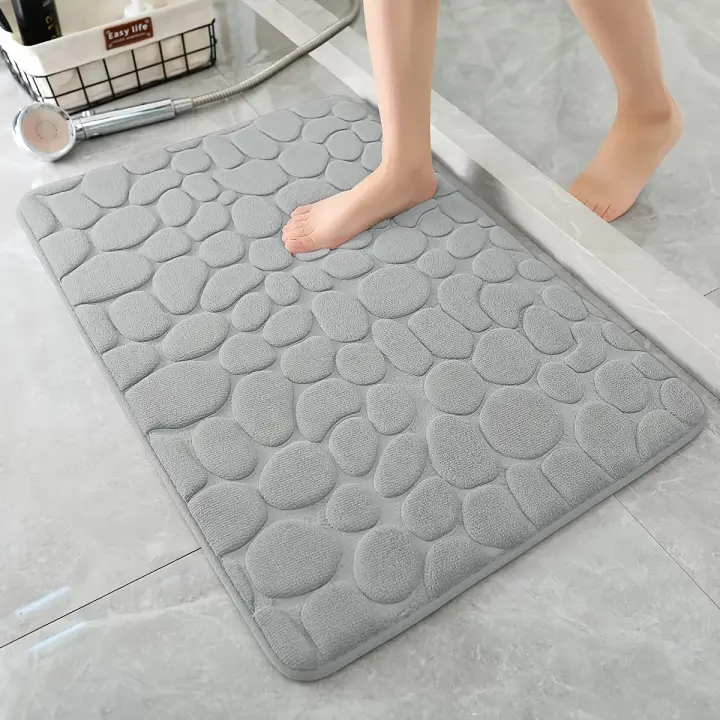 Cama de Mascota de Piedra Texturada Alfombra Antideslizante Absorbente de Agua con Pad de Salpicaduras de Estilo Pebble - 1