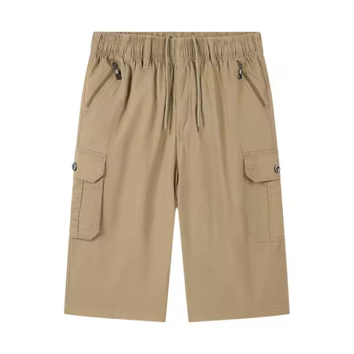 Pantalones Cortos de Algodón Puro para Hombres CHAIFENKO Ligeros, Múltiples Bolsillos, Ajuste Regular, Moda de Verano para Exteriores - 1