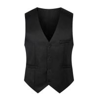 Chaleco Formal sin mangas con bolsillos, traje masculino de un solo pecho, chaleco informal para fiesta, Bar, vestido de banquete, chaleco de traje de Color sólido - details 14