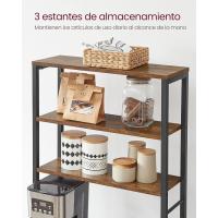 EstanterÍa de Cocina, EstanterÍa de PanaderÍa, 6 Estantes y 6 Ganchos, para Microondas, Marco de Acero, Industrial, 40 x 80 x 167 cm, MarrÓn RÚstico y Negro - details 30