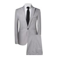 Conjunto de Pantalones y Abrigo para Hombre Traje de Negocios Ajustado de Manga Larga con Correa y Botones Únicos - details 21