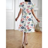 Elegante Vestido de Verano Cuello en V, Manga de Flor, Spandex Poliéster para Mujer - details 6