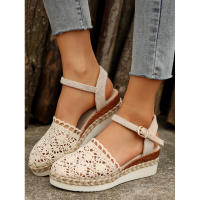 Sandalias de mujer con espalda descubierta y correa hueca, talla grande, informales, transpirables, versátiles, cómodas, con suela gruesa y cuña - details 13