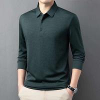 Camisa de negocios casual para hombre, polo de manga larga con insignia, color sólido, transpirable, cómoda, versátil, a la moda, - details 10
