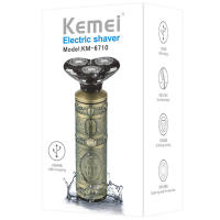 kemei 6710 metal housing 3D electric shaver for men wet dry beard bald head electric razor rechargeable facial shaving machine - details 0