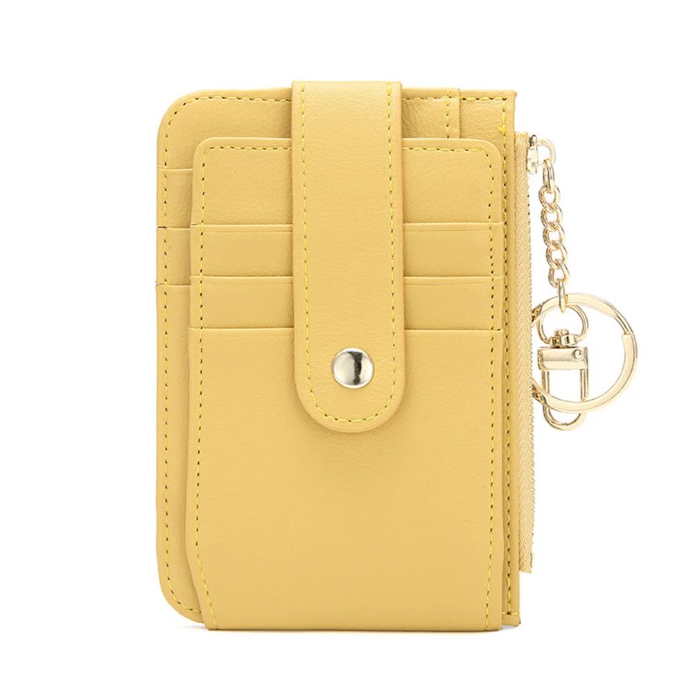 Cartera Pequeña de Cuero PU con Cierre de Cremallera para Tarjetas de Crédito y Monedero Bolsa de Dinero con Llavero y Clip