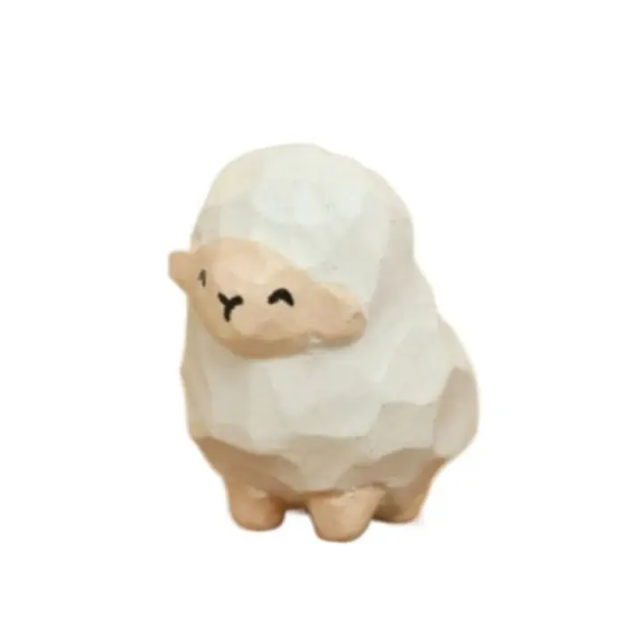 Personajes de dibujos animados tallado en madera adorno de gato perro oveja animales adorno muñeca pequeño conejo modelo decoración de escritorio - 1