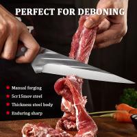 Cuchillo De Cocina Profesional De Acero Inoxidable Forjado a Mano Para Filletar Y Corte De Carne Herramienta BBQ Para Chef - details 1
