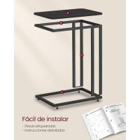 Mesa Auxiliar Moderno Mesa Lateral con Ruedas y Pies Ajustables Ideal para Dormitorio, Marco de Acero, Fácil de Montar Negro Ébano LNT050B56 - details 5