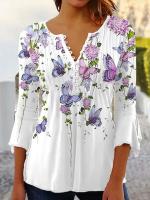 Camisa de manga larga holgada informal de moda para mujer, tops elegantes con estampado de temperamento para mujer - details 1