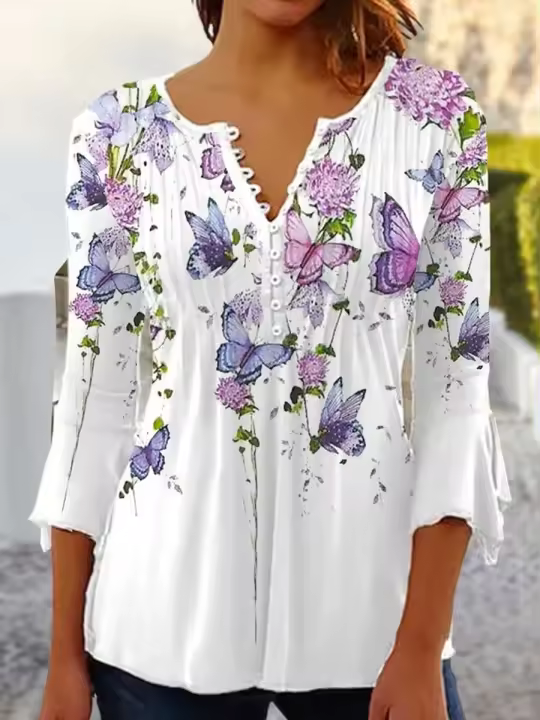 Camisa de manga larga holgada informal de moda para mujer, tops elegantes con estampado de temperamento para mujer - 1