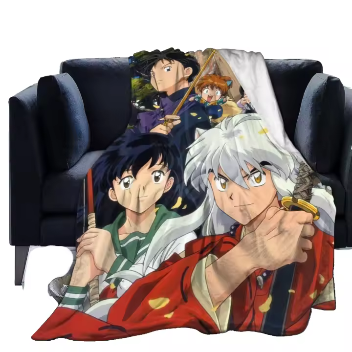 Manta de Felpa Inuyasha Reversible para Invierno Anime Sesshomaru Espesor Aumentado para Mantener Caliente para Sofá Cama Camping Ch-f398 Tamaño Apto para Hogar Viaje Camping - 1