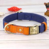 Collar nailon personalizado perro y cachorro, conjunto correa cuero genuino personalizado, placa de identificación mascotas, - details 7