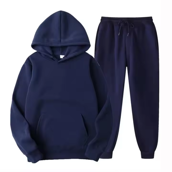 Conjunto Deportivo Casual Para Hombre Con Capucha De Colores Sólidos + Pantalones Tamaño S-4XL Moda Otoño E Invierno - 1